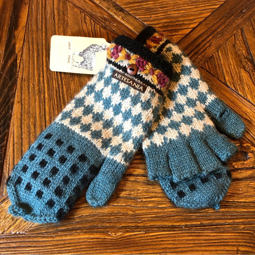 Alpaca Wool Mittens Convertible Fingerless Gloves!